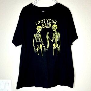 Men's Halloween T Shirt Black Size 3XL Skelton “I've got your back”